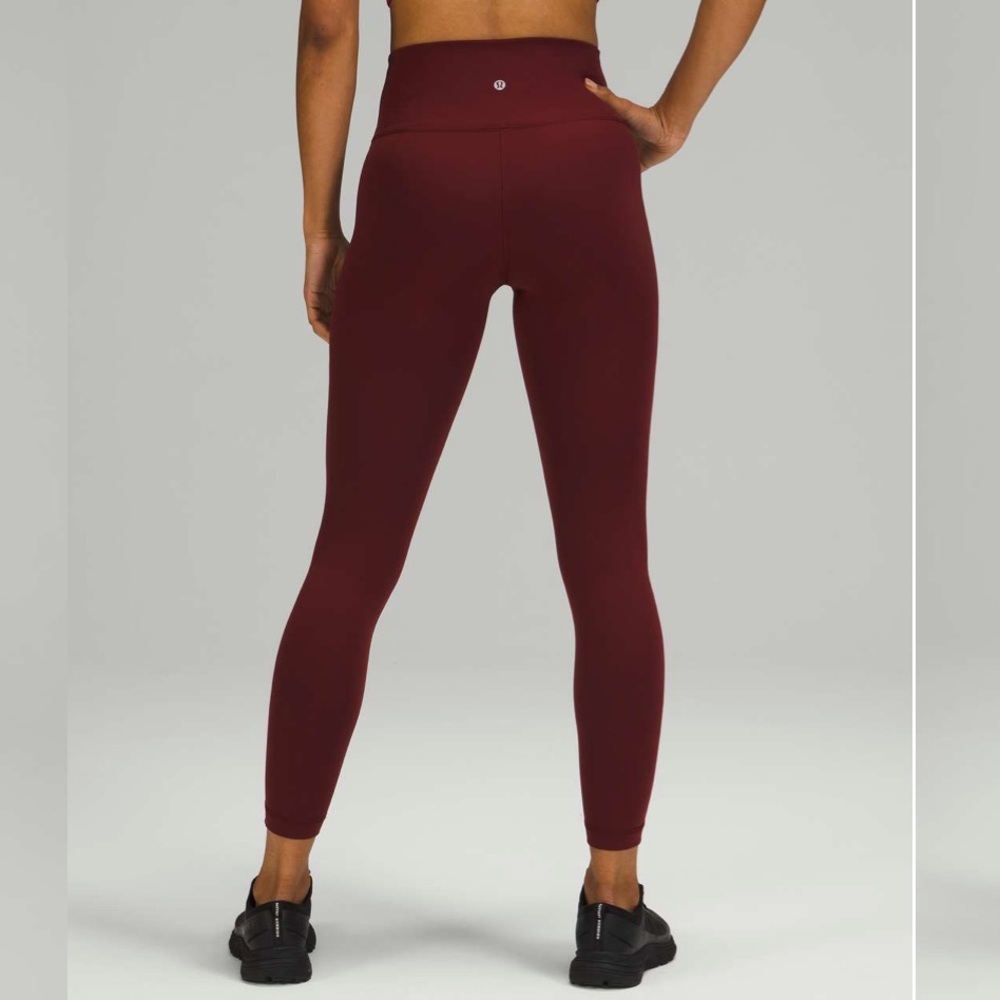 Lululemon Wunder Under Tight Leggings Pants Stretch Wine Colour Slim Wide Band 6